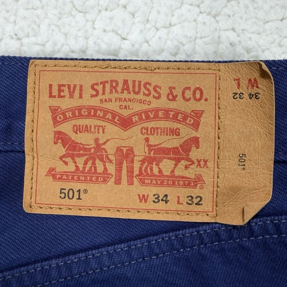 Levi's 501 Straight Jeans Mens 34x32 (Actual 35x32) Royal Blue Streetwear Grunge